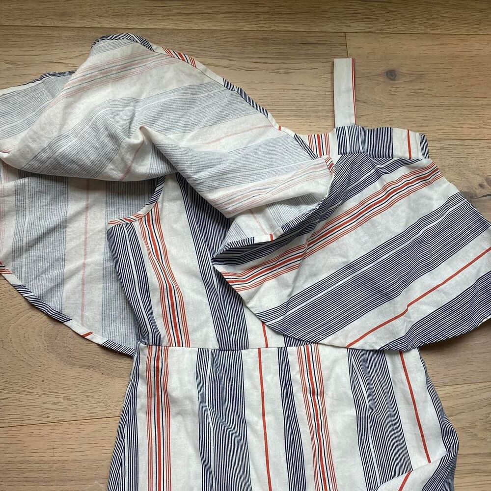 Linen Red White and Blue and Red romper - Picture 3 of 6